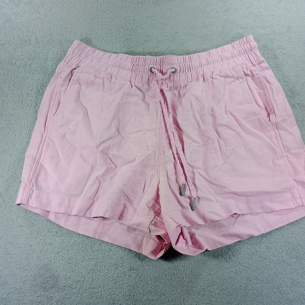 Gap Womens Linen Blend Shorts Pink S Drawstring Elastic Waist